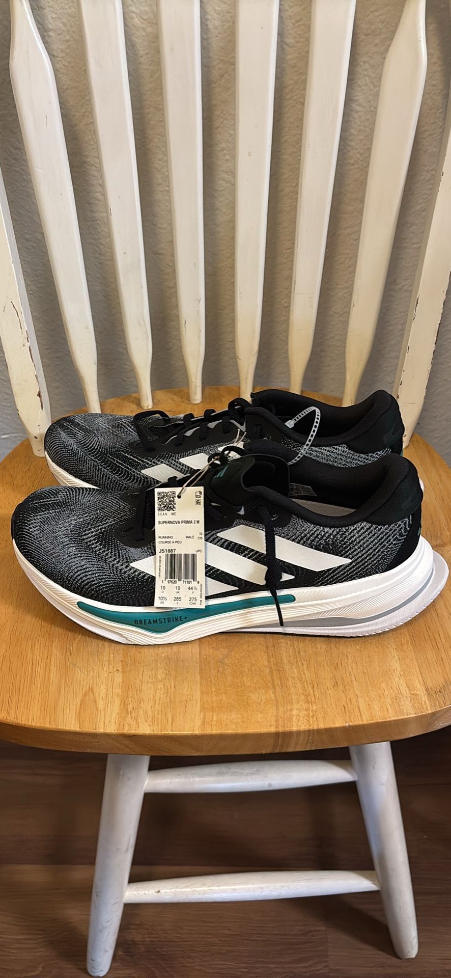 NEW adidas Supernova Prima 2 Core Black Cloud White Pure Teal - JS1887 size 10.5