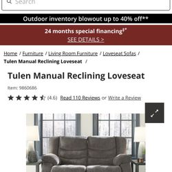 Ashley Furniture Reclining Sofa Loveseats