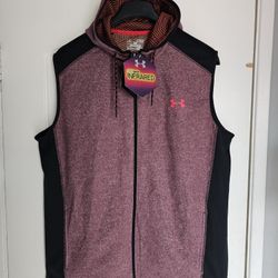 Men's Under Armor Fleece XL Vest Burgundy Chaleco