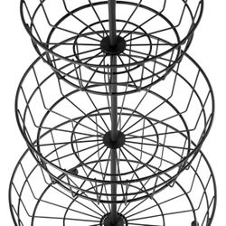 HANZE 3-Tier Wire Fruit Basket Bowl Brown Detachable Vegetable Bread Basket Display Storage Stand Design for Kitchen Bathroom Organization