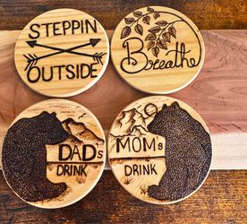 Hand burned coasters