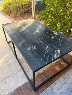 Modern Black Coffee Table – Wood Top & Metal Frame