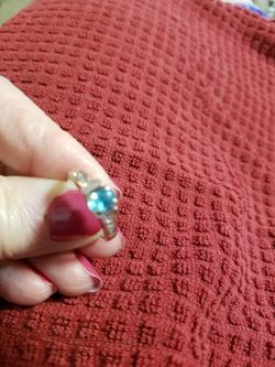 Blue Topaz and Diamond White Gold Ring