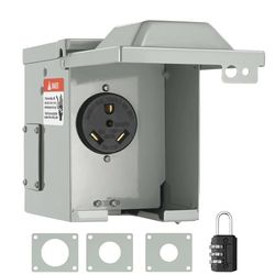 VEVOR RV Power Outlet Box Indoor/Outdoor 30 Amp 125-Volt/250-Volt Receptacle Panel NEMA TT-30R Single Outlet for RV Camper Car