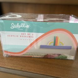 2 Acrylic Bookends -pastel Rainbow Color +notebook Set 