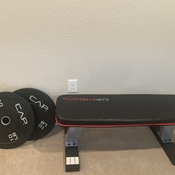 Barbell, Plates, Bench