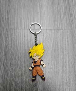 BRAND NEW DRAGON BALL Z SUPER SAIYAN GOKU DOUBLE SIDED RUBBER RING RUBBER KEYCHAIN KEY TAG RINGS