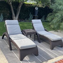 2 Outdoor Patio Lounge Chairs with Cushions!