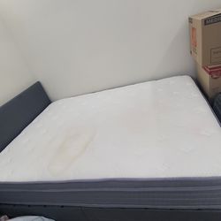 Queen Mattress and Bed Frame With Drawers