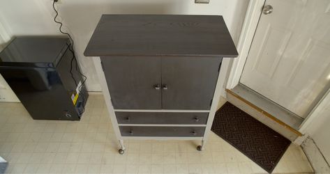 Tall Espresso Brown + Gray Rolling Chest of Drawers for Clothes