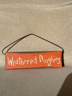 1”x5” Wooden Sign “Weathered Dinghies” Magnetic or Hook Hanging