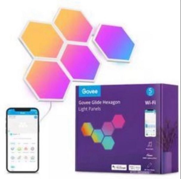 NEW Govee Glide Hexagon Smart Color Changing Plug-In Wi-Fi Enabled Integrated LED Light Panels (5-Piece)