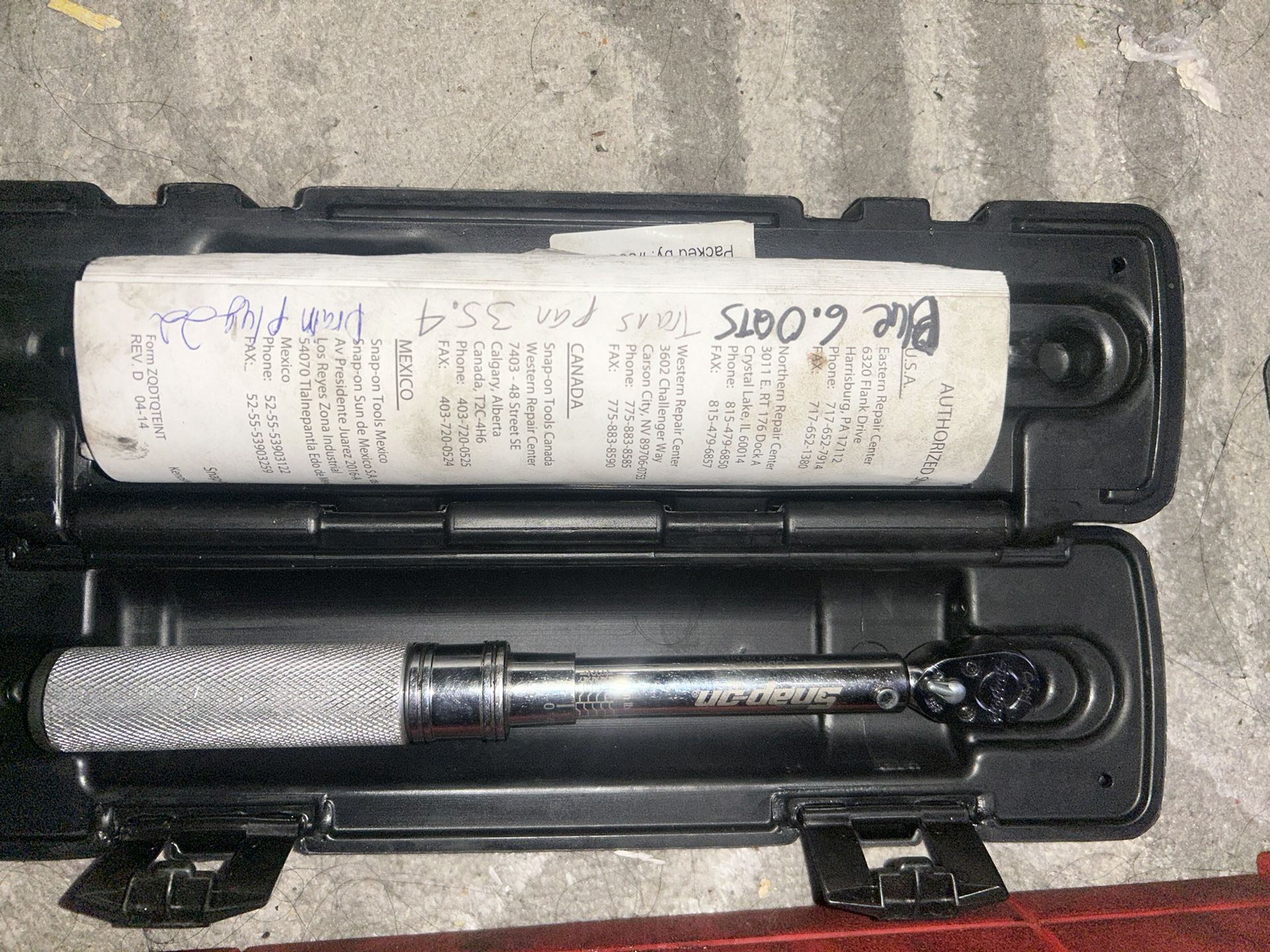 Snap On 1/4in Torque Wrench