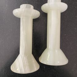 Vintage White Onyx Candle Stick Holders