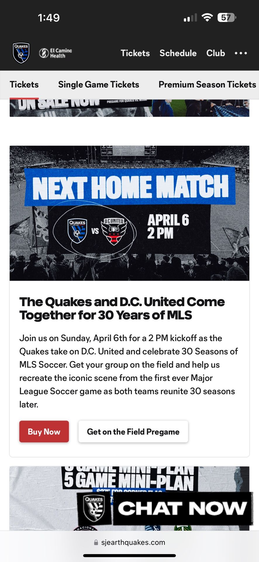 4 Ticket For earthquakes game