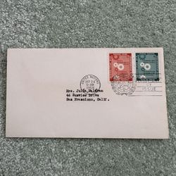 1958 First Day Cover United Nations Honoring The Economic And Social Council 8¢(#66), 4¢(#65) Stamps