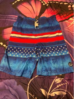 NWOT boys red white and blue swim truck size 10/12