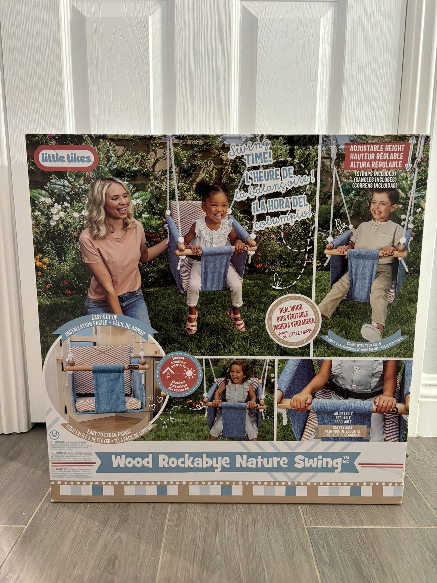 Brand Little Yikes New Blue Wood Swing