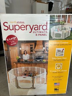 Play Pen gate for kids or pets North States Superyard 7ft white