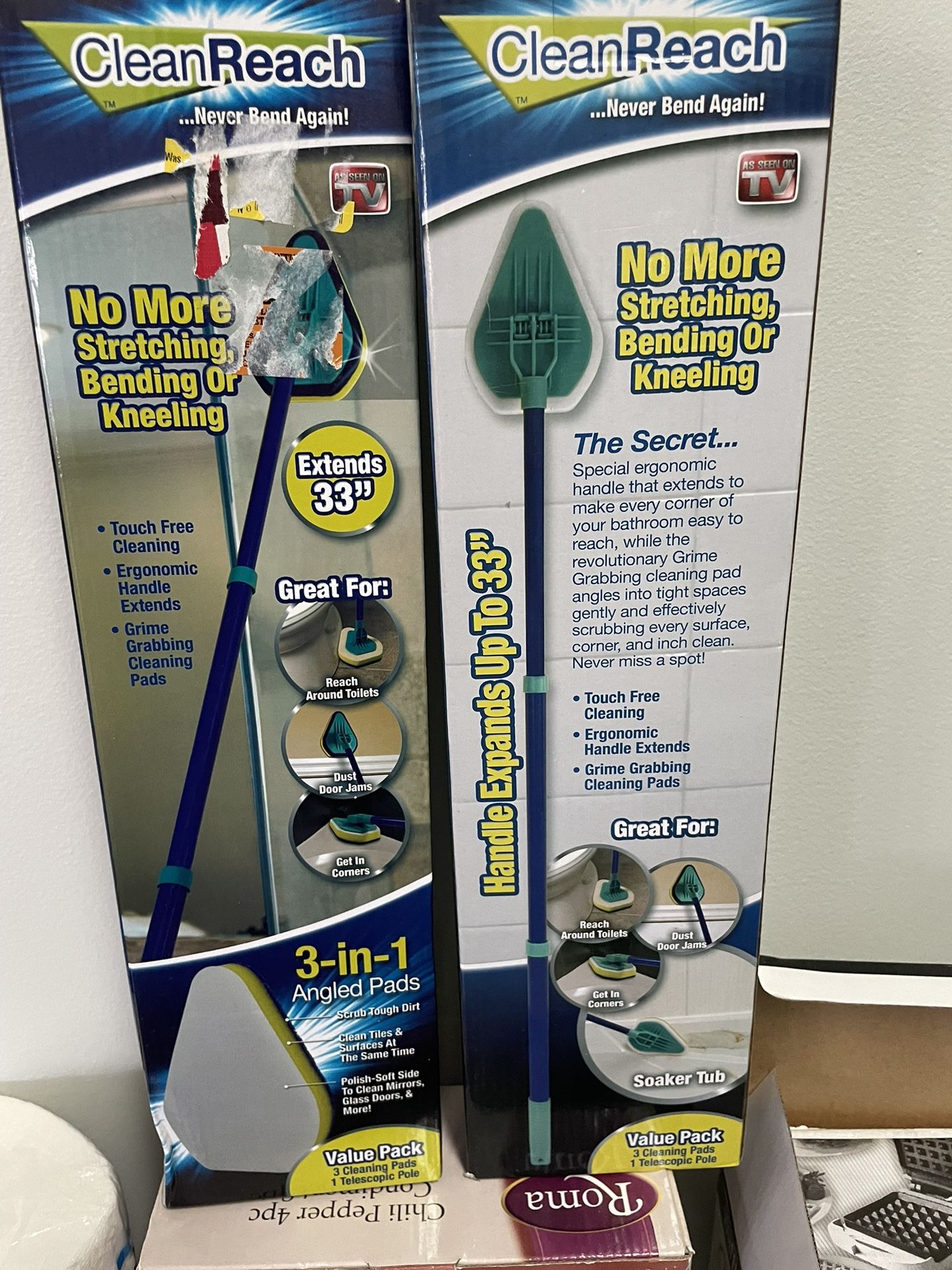 AS SEEN ON TV! Clean Reach Value Pack (1 33'' Telescopic Pole, 3 Cleaning Pads)