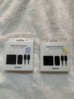 2 Brand New 45Watts Original Samsung Super Fast C-Type To C-Type Chargers