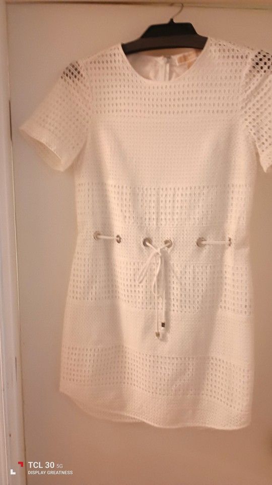 White Eyelet Hole Dress