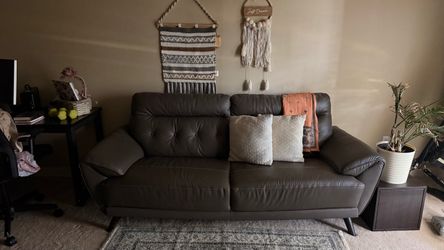 Dark Brown Leather Sofa