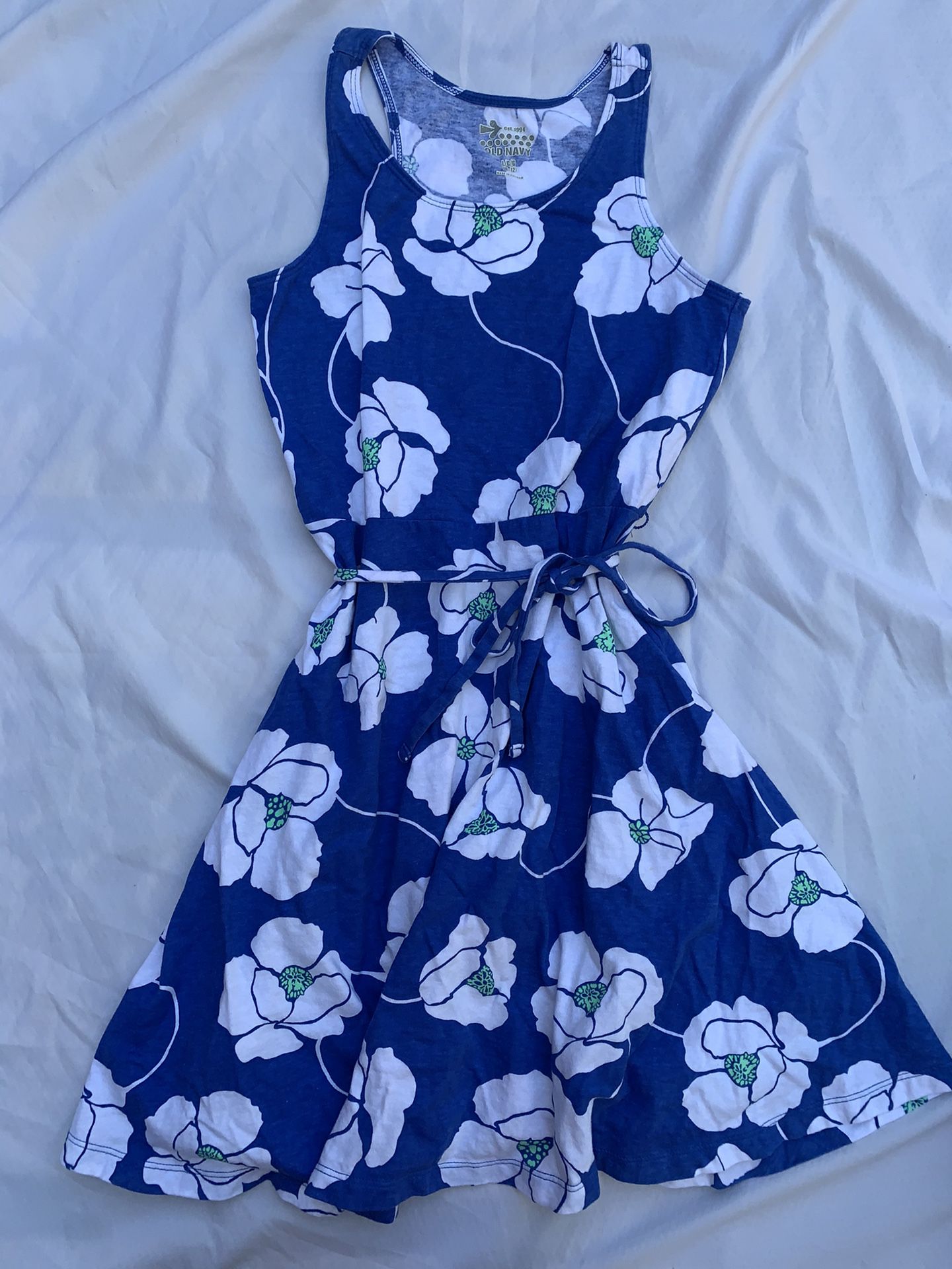 Girls size 10/12 large OldNavy dress blue floral summer sleeveless