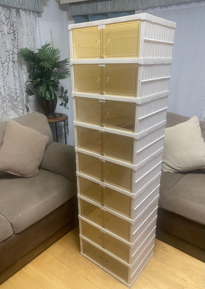 Foldable Shoe Rack, Plastic Shoe Organizer