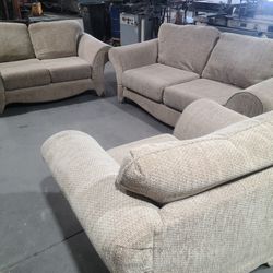 3 Piece Living Room Coach, Love Seat, Arm Chair Set Good Condition