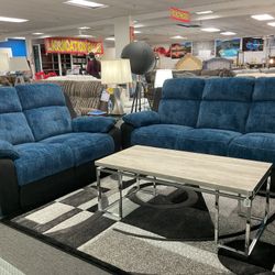 We deliver. Furniture for sale. Stunning blue sofa and loveseat set available on grey too. 40% OFF