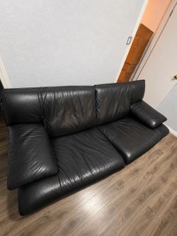 Couch, sofa, black leather couch, large super comfortable.