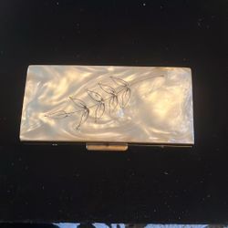 Vintage Gold & Lucite Leaf Trinket Compact