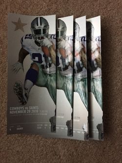 (4) Great 45 YD Line Club Seats Tickets for New Orleans Saints @ Dallas Cowboys
