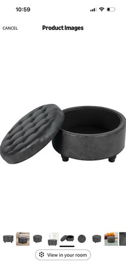 Round storage Ottoman -dark grey