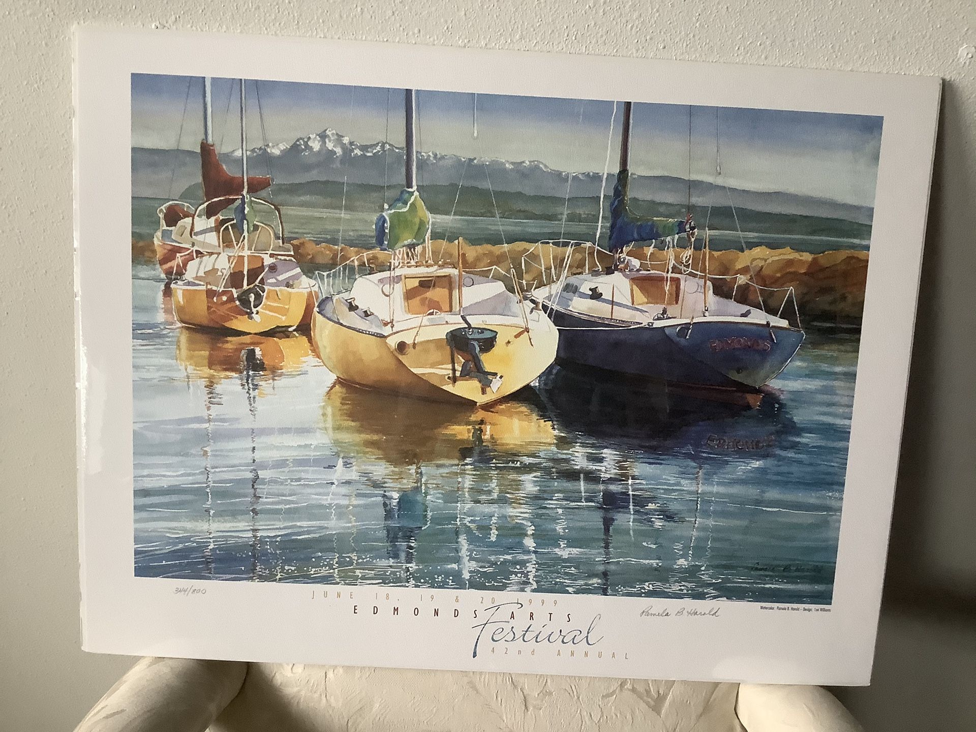 Edmonds arts Festival June 1999 #344 out of 800. Signed by Pamela B. Harold. Cash Only