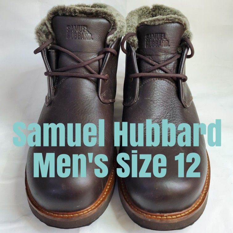 Samuel Hubbard Men's Size 12 Medium Leather Boots Gore Tex Waterproof Shearling Lining Winters Day M4410 009