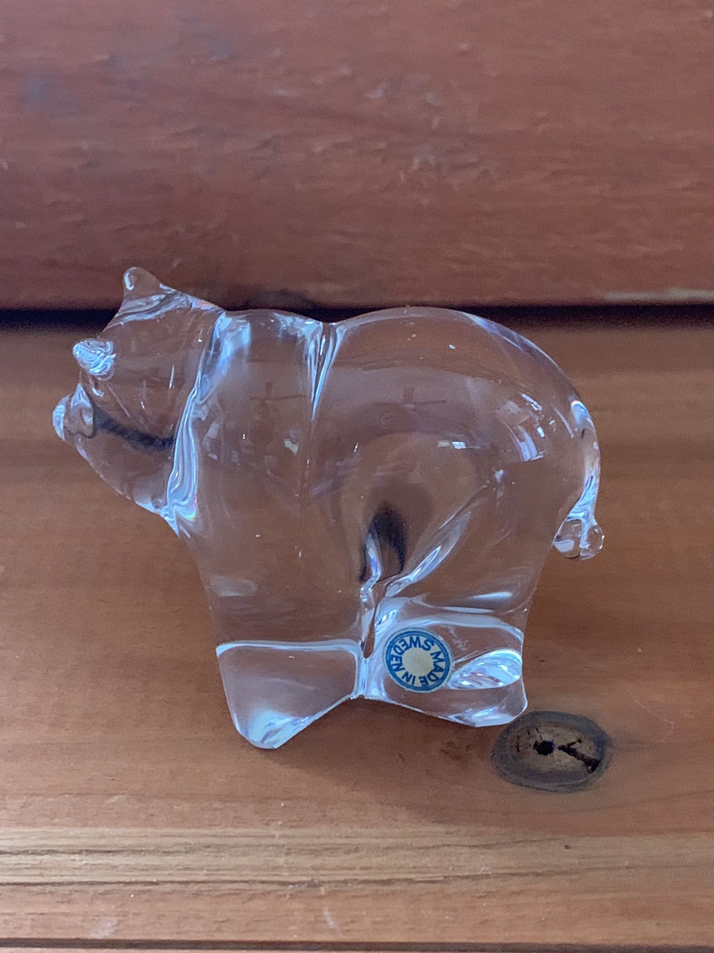 Vintage Small Glass Bear With Gift Box, Made in Sweden