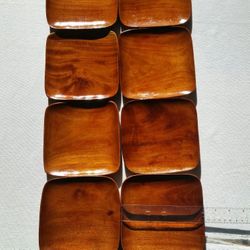 Set of 8 Vintage 6" Square Acacia Hardwood Plates Appetizer / Salad / Dessert