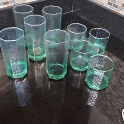Green Libbey FACETS Old Fashioned OR Cooler Highball Glasses