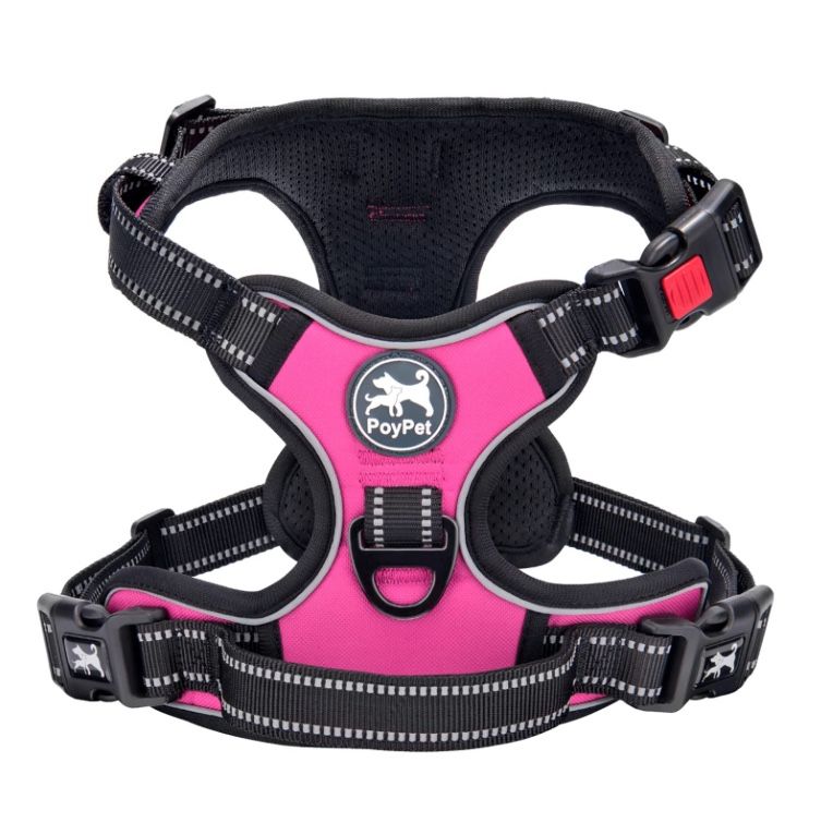 PoyPet No Pull Dog Harness, No Choke Front Lead Dog Reflective Harness, Adjustable Soft Padded