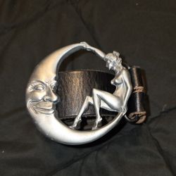 Vintage Bergamot Brass Works Belt Buckle Moon Lady