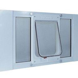 Aluminum Sash Window Pet Door,Adjustable to Fit Window Widths from 33" to 38"