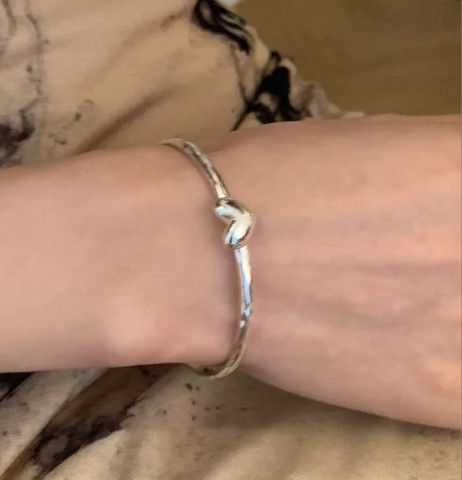 925 sterling silver women's lady's Heart Cuff Band bracelet gift.