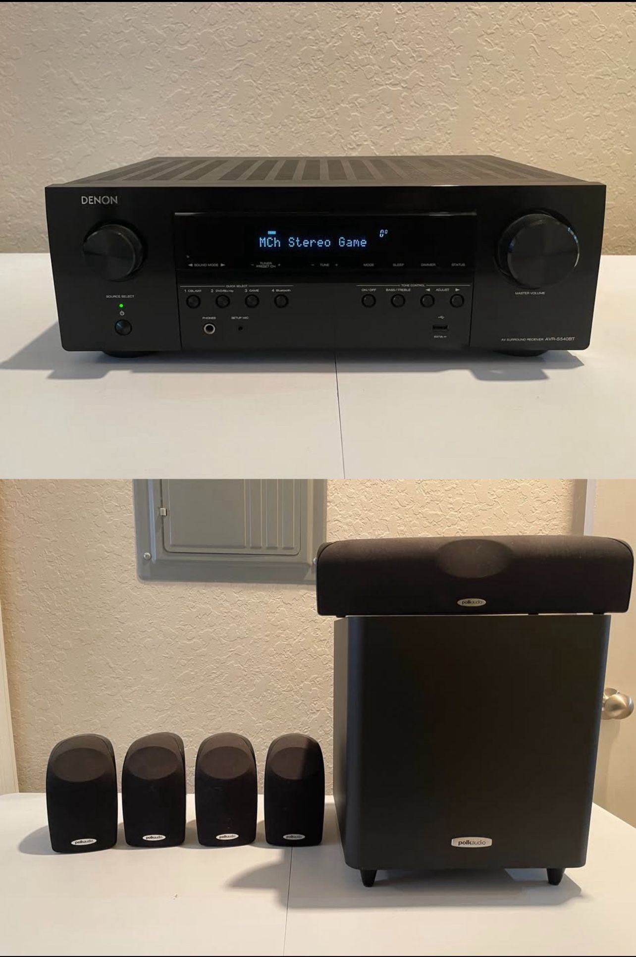 Denon Receiver With Polk Audio Surround speakers