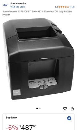 Star Macaronic'sTSP650ii (Bluetooth) Thermal Receipt Printer.
