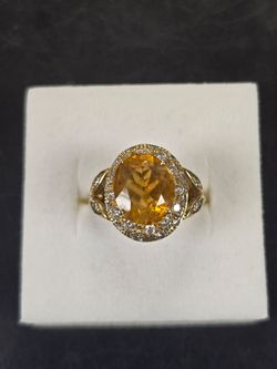 14KT Citrine and Diamond Ring