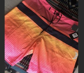 Mens Hurley Hyper Pink/Orange Line Up Board shorts 21”