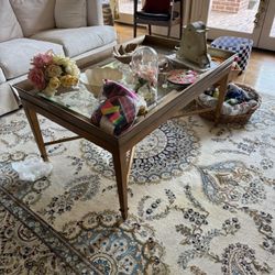 Gold Color Glass Coffee Table