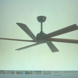 NEW 60” Indoor/Outdoor Ceiling Fan No Light. Patio Ceiling Fans w/Remote, 6 Blades Solid Wood, Quiet Reversible DC Motor,Matte Black